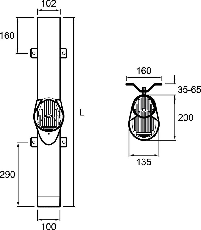 VANDALRÖR 102 M. LÖVIS PLANNJA SVART 01 1900 MM