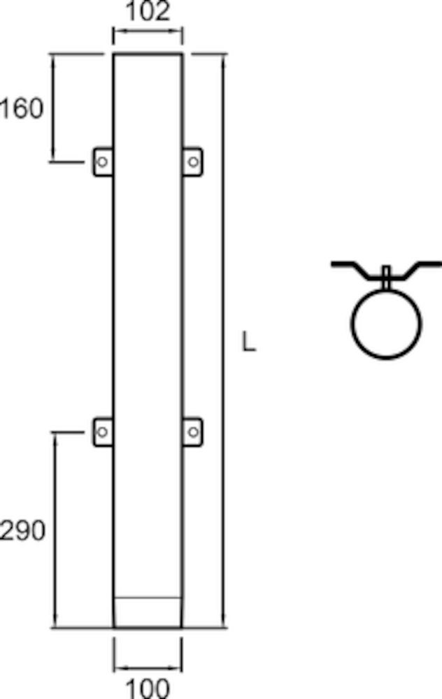 VANDALRÖR 102 RAKT PLANNJA SVART 01 1900 MM